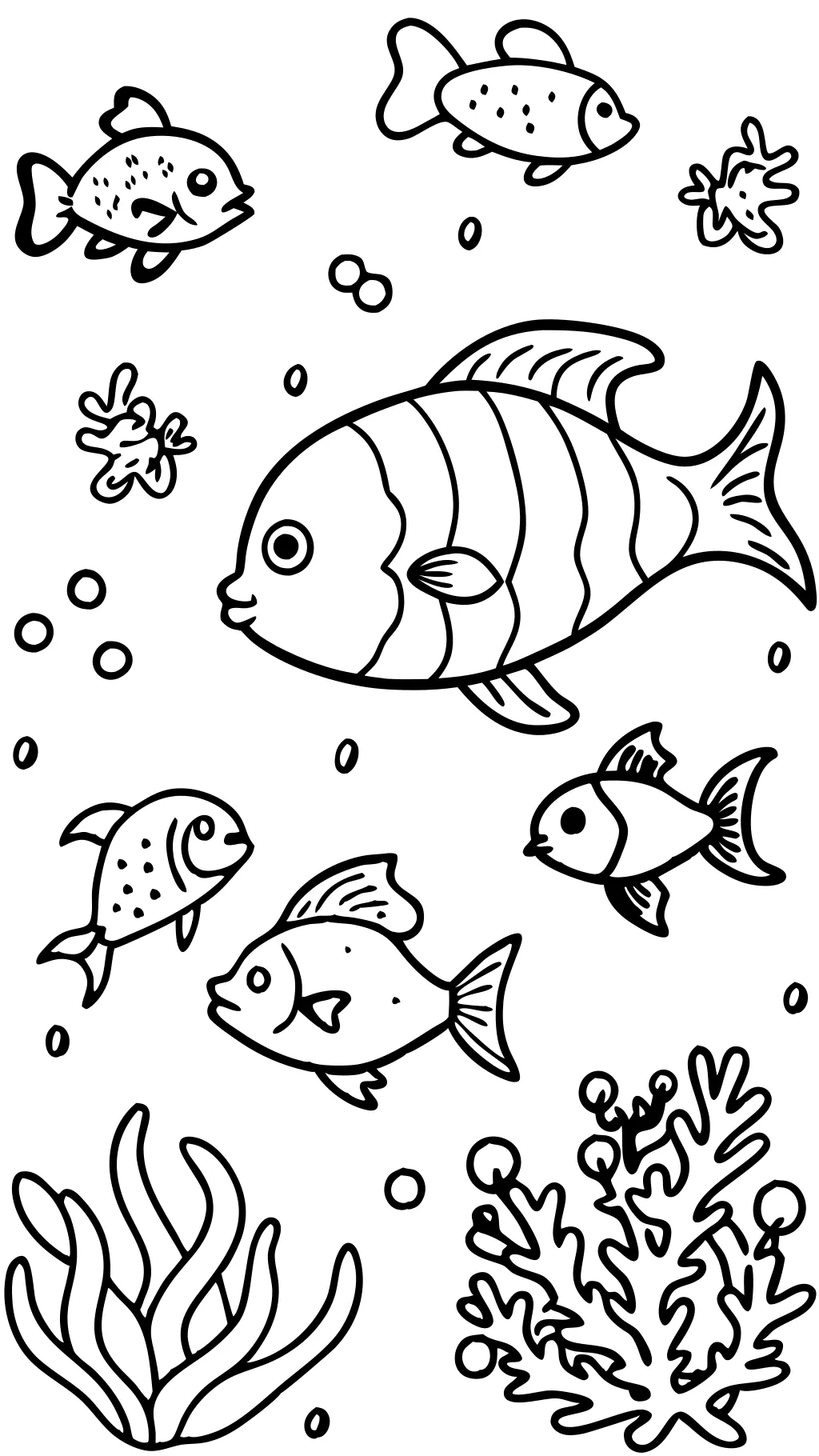 Páginas para colorear del océano de peces